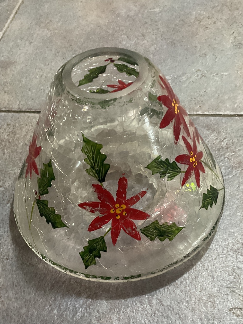 Yankee Candle Red Poinsettia and Green Holly Glass Shade